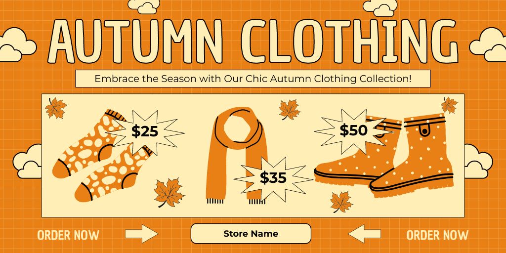 Autumnal Accessories And Garments Offer Twitter Šablona návrhu