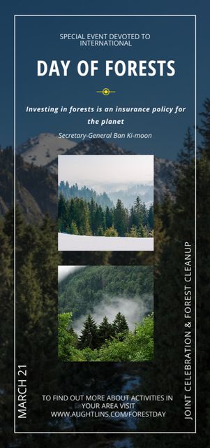 Template di design International Day of Forests Event with Trees in Mountains Flyer DIN Large