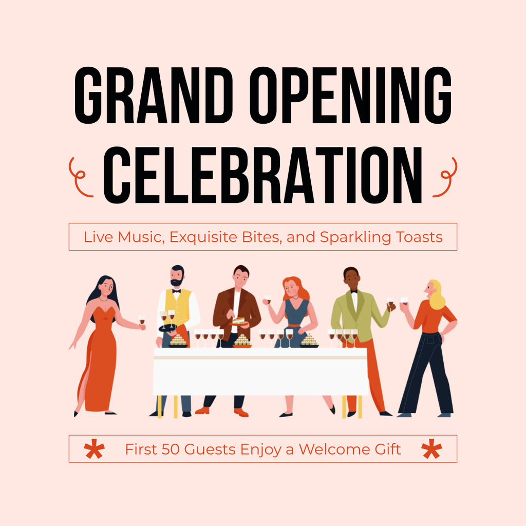 Best Grand Opening Celebration With Toasting And Live Music Instagram AD – шаблон для дизайна