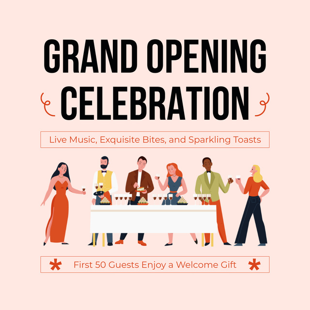 Plantilla de diseño de Best Grand Opening Celebration With Toasting And Live Music Instagram AD 