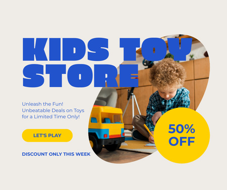 Discounted Toys for Curly Boys Facebook Design Template