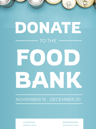 Call to Donate Food on Blue Poster US Design Template