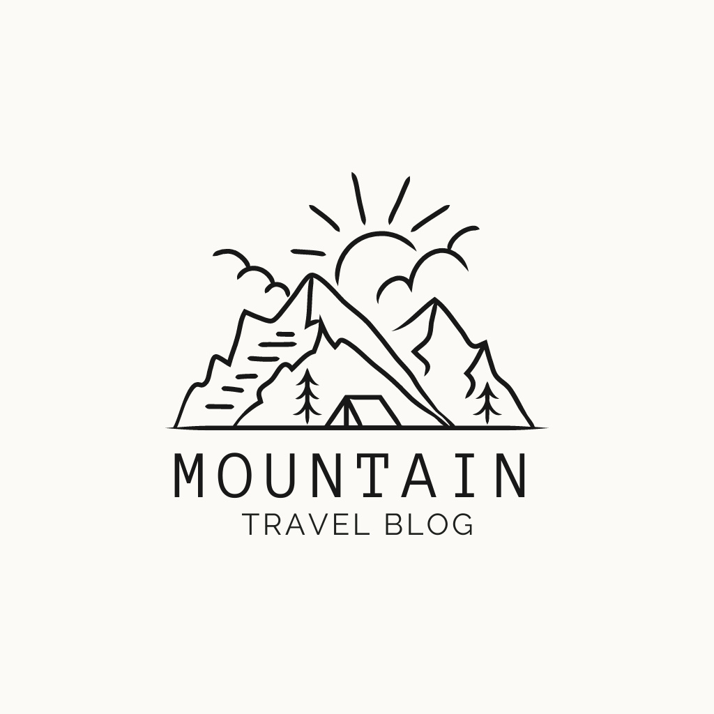 Promo Blog for Travelers in Mountains Logo Modelo de Design