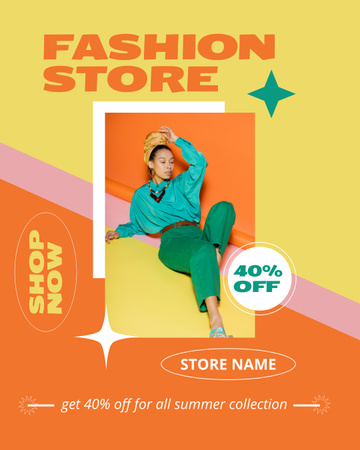 Fashion Collection Discount Offer with Stylish Woman Instagram Post Vertical Design Template