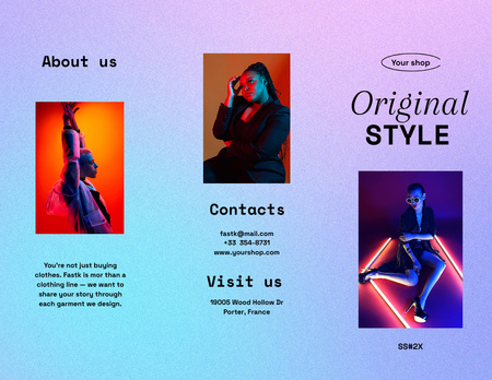 Platilla de diseño Fashion Ad with Young Woman in Stylish Sunglasses Brochure 8.5x11in