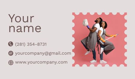 Cleaning Company Contacts Information Business card Πρότυπο σχεδίασης