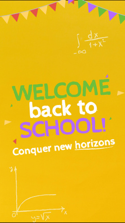 Motivációs Vissza az iskolába üdvözlet sárga színben TikTok Video tervezősablon