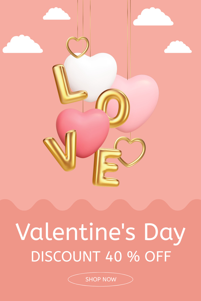 Ontwerpsjabloon van Pinterest van Valentine's Day Discount Offer on Pink