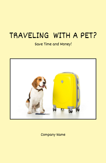 Beagle Dog Sitting near Yellow Suitcase Flyer 5.5x8.5in Modelo de Design