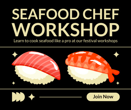 Modèle de visuel Annonce d'un atelier de chef de fruits de mer - Facebook