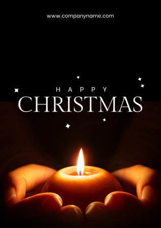 Christmas Holiday Greeting with Candle Postcard A5 Vertical Design Template