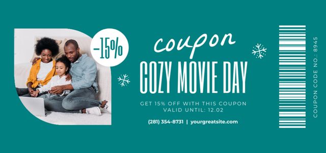 Ontwerpsjabloon van Coupon Din Large van Movie Day Voucher With Discount Offer