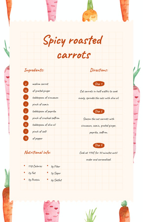 Spicy Roasted Carrots Recipe Recipe Card – шаблон для дизайну