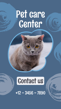Pet Care Center Ad with Small Cat Instagram Story Design Template