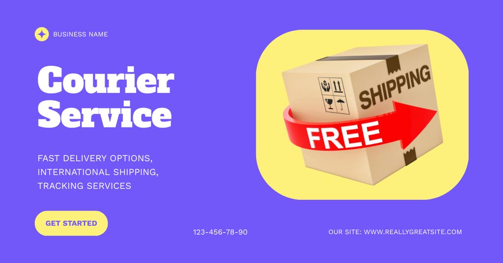 Free Shipping with Our Courier Services Facebook AD Modelo de Design