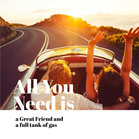 Travel Inspiration Couple in Convertible Car on Road Instagram AD Design Template