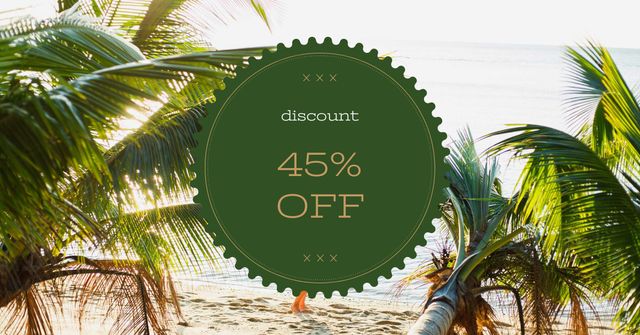 Summer Trip Offer Tropical Palm Trees Facebook AD Design Template