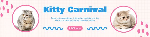Ontwerpsjabloon van Twitter van Kitty Carnival with Competitions and Exhibition