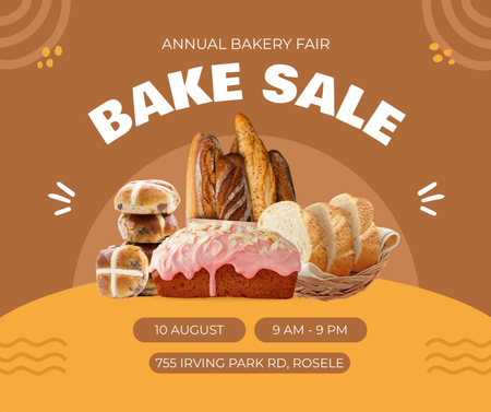 Bread and Pastry Sale Offer on Brown Facebook Design Template