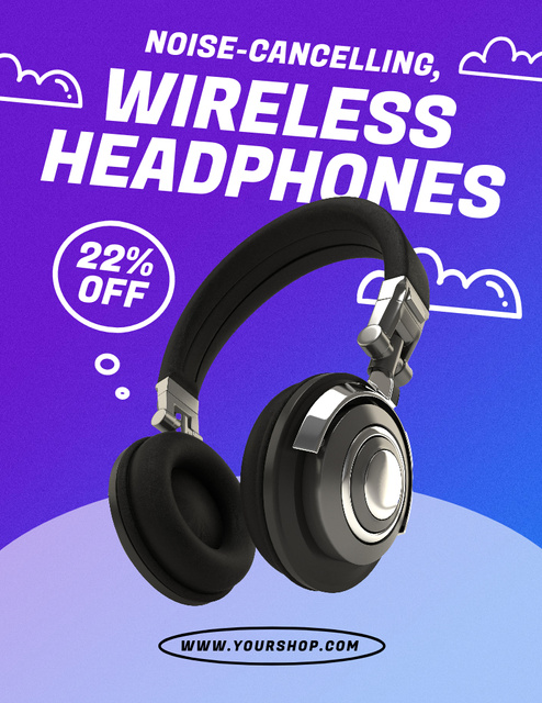 Incredible Back to School Offer of Headphones Poster 8.5x11in Πρότυπο σχεδίασης