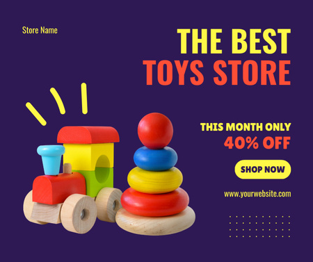 Ontwerpsjabloon van Facebook van Korting bij de Beste Kinderspeelgoedwinkel