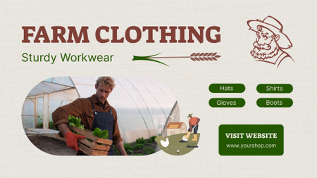 Oferta de roupas de fazenda e roupas de trabalho duráveis Full HD video Modelo de Design