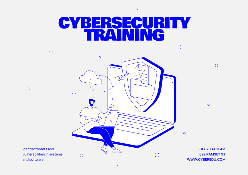 Cyber ​​Security Training Advertisement Poster B2 Horizontalデザインテンプレート