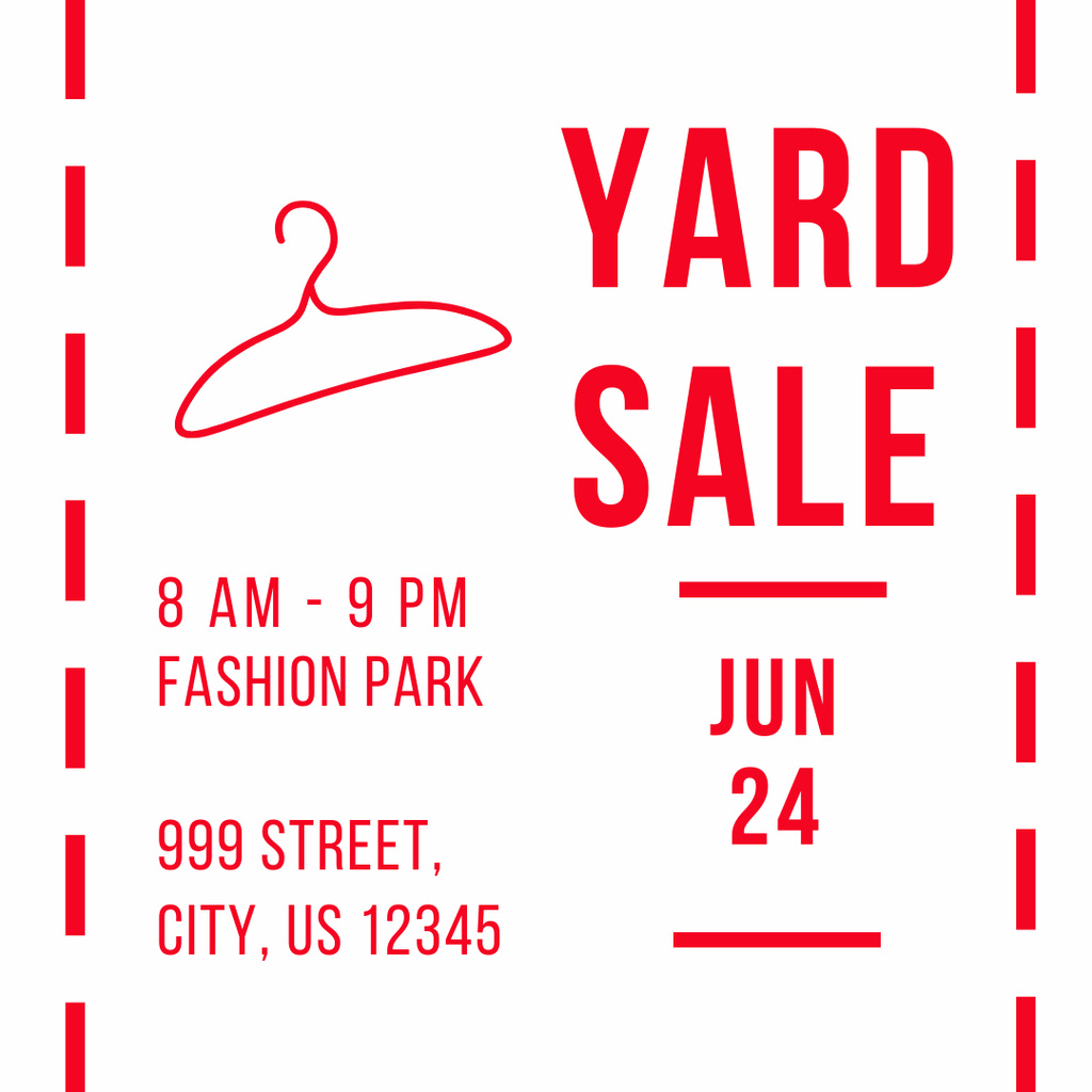 Simple Yard Sale Announcement Instagram tervezősablon