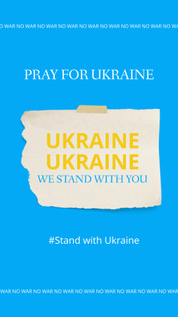 Stojan s textem Ukrajina na žluté Instagram Story Šablona návrhu