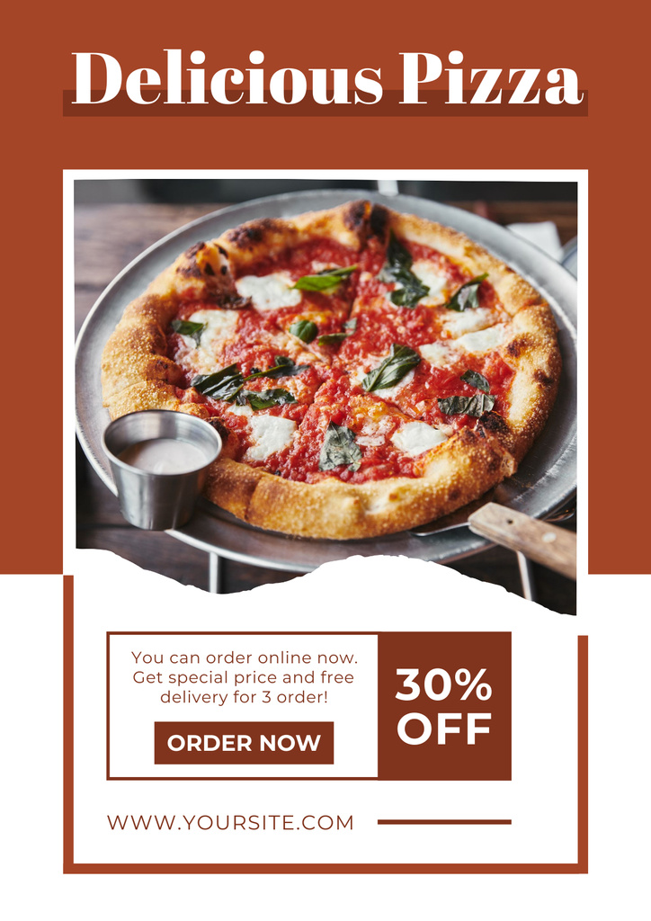 Designvorlage Order with Discount Delicious Pizza für Poster