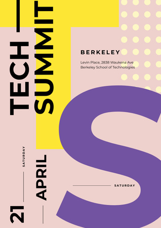 Plantilla de diseño de cumbre tecnológica sobre patrón geométrico colorido Poster 