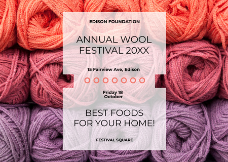 Knitting Festival Wool with Yarn Skeins Postcard Design Template
