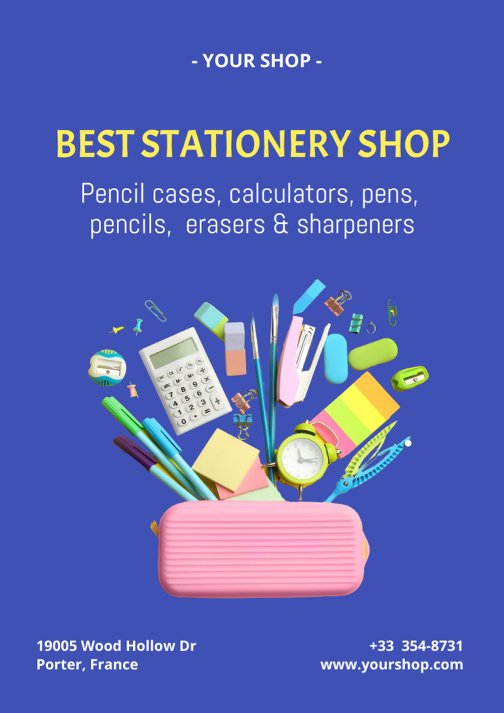 Best Stationery Shop Ad Poster A3 Modelo de Design
