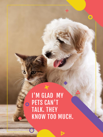 Háziállatok klinika hirdetése aranyos kutyával és macskával Poster US tervezősablon