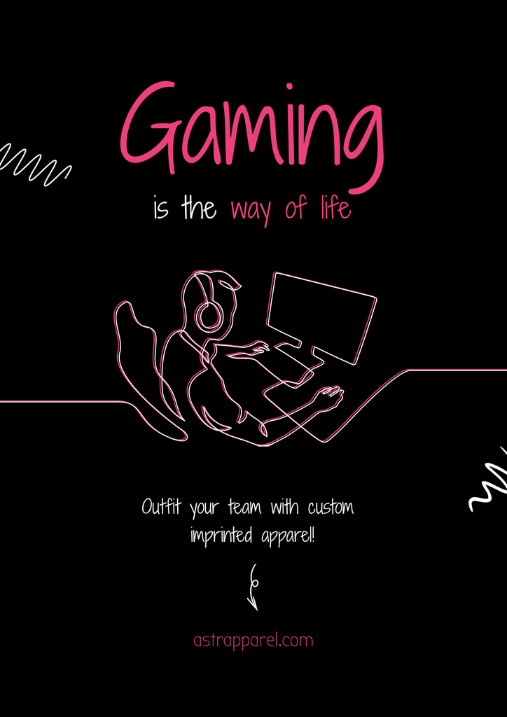 Gaming Gear Ad with Illustration of Gamer Poster Tasarım Şablonu