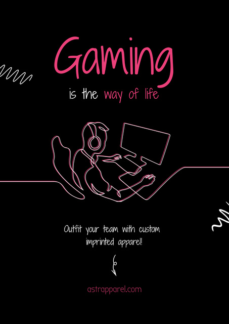 Template di design Gaming Gear Ad with Illustration of Gamer Poster