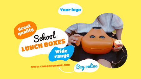 Ontwerpsjabloon van Full HD video van Schoolvoedseladvertentie met schattige lunchbox