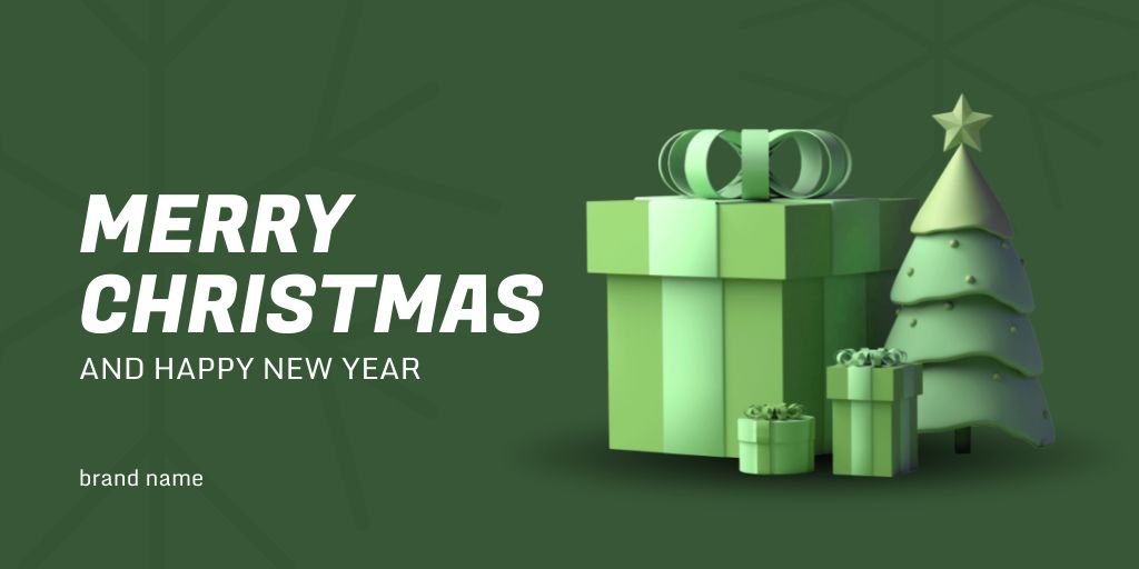 Christmas and New Year Greetings Big Presents Twitter – шаблон для дизайна