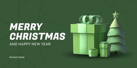 Christmas and New Year Greetings Big Presents Twitter Design Template