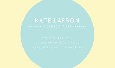 Confectioner Contacts with Circle Frame in Blue Business card Design Template