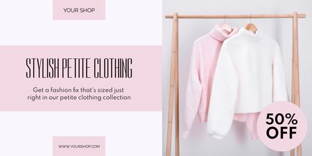 Discount Offer on Stylish Petite Clothing Twitter Design Template