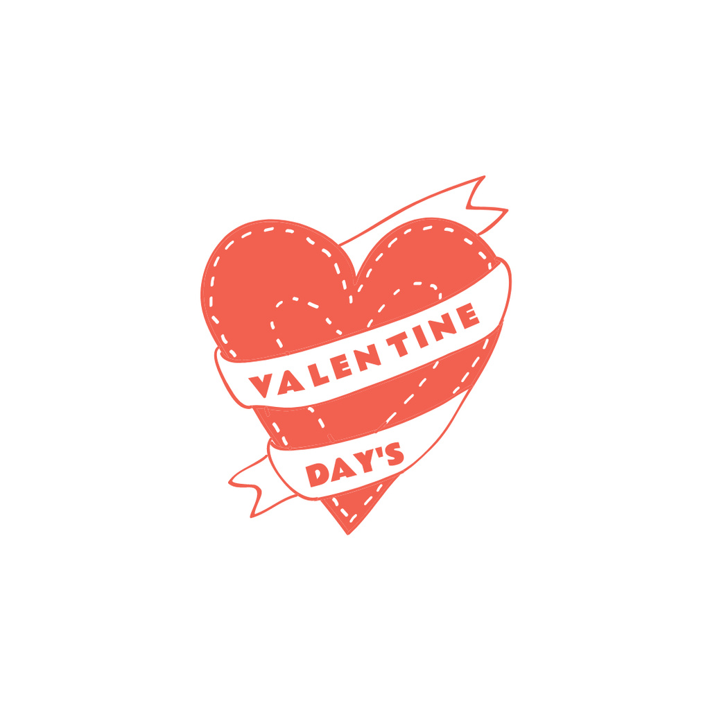 Emblem with Valentine Day's Heart Logo 1080x1080pxデザインテンプレート