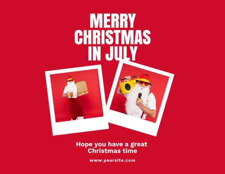 Jolly Santa Claus Congratulates Merry Christmas in July Flyer 8.5x11in Horizontal Design Template