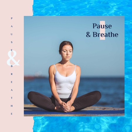 Woman Practicing Yoga at the Coast Animated Post Design Template