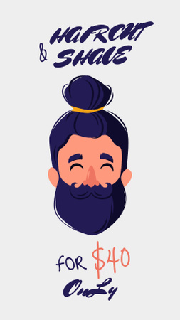 Male Haircut and Shave Offer with Illustration Instagram Story Design Template