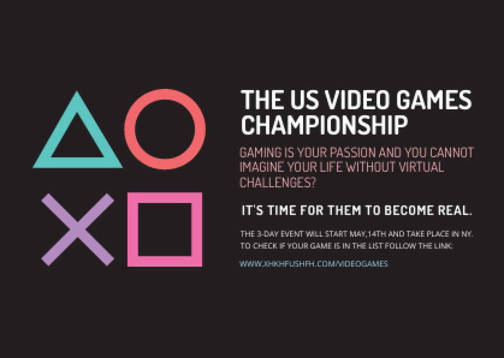 Video Games Championship announcement Postcard Modelo de Design