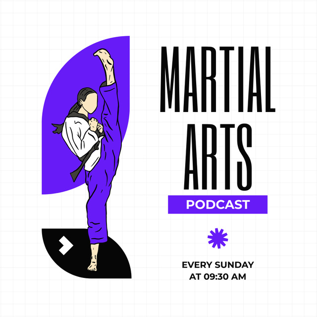 Episode Topic about Martial Arts Podcast Cover Tasarım Şablonu