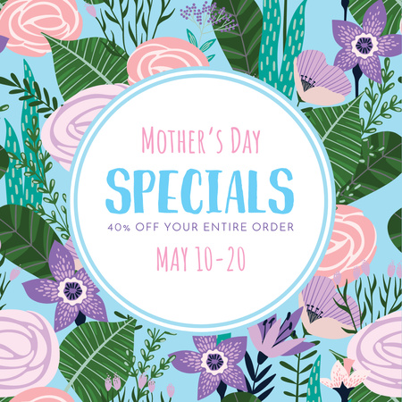 Mother's Day sale on Spring Flowers Instagram AD Design Template