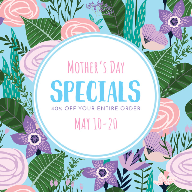 Template di design Mother's Day Sale on Spring Flowers Instagram AD