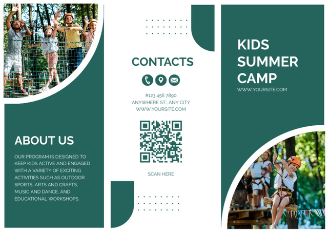 Ontwerpsjabloon van Brochure van Kids Summer Camp Service Offer